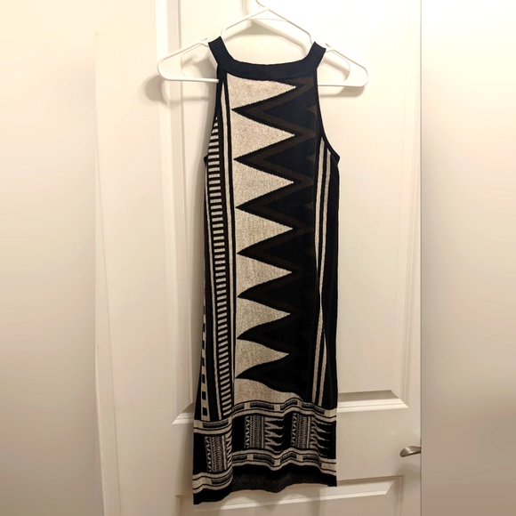DVF monochrome geometric Knit Dress keyhole Aztec tribal PARIS HILTON - Picture 4 of 5